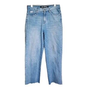 Karl Lagerfeld Paris High Rise Straight Leg Raw Unfinished Hem Denim Jeans Sz 10